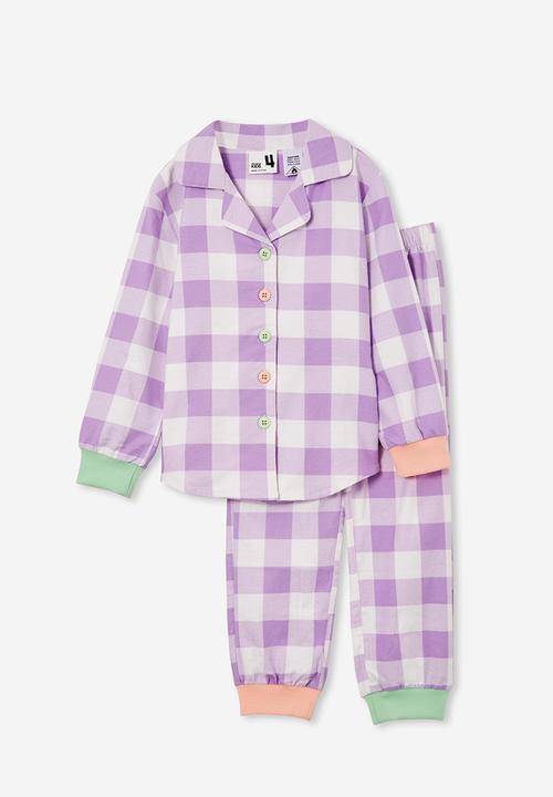 Cotton On - Angie long sleeve pyjama set - purple lilacs/gingham check
