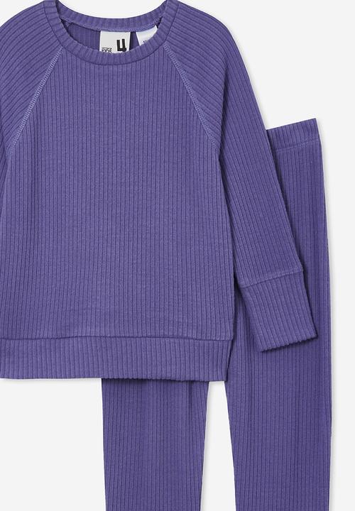 Cotton On - Declan long sleeve pyjama set - purple lake