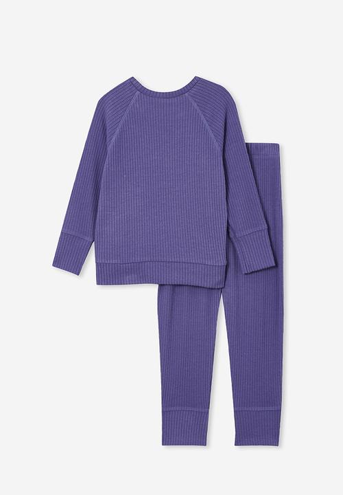 Cotton On - Declan long sleeve pyjama set - purple lake
