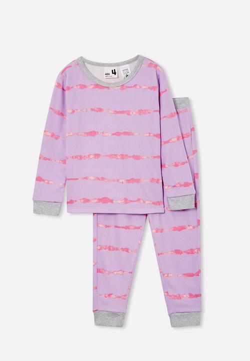 Cotton On - Cady soft long sleeve pyjama set - lilac drop/linear tie dye