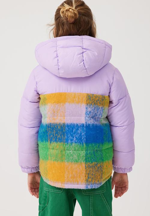 Cotton On - Charlotte puffer jacket - lilac drop/check