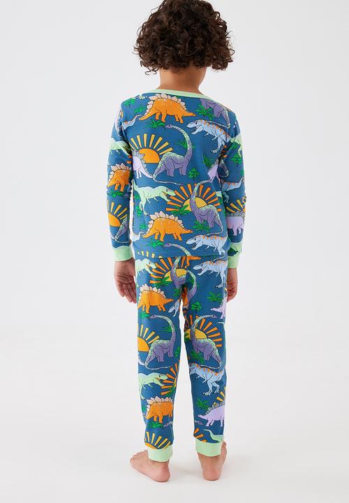 Cotton On - Orlando long sleeve pyjama set - petty blue/sunset dino