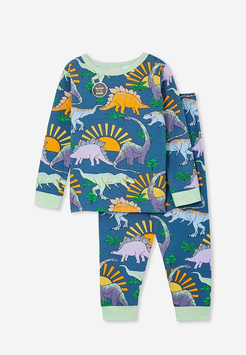 Cotton On - Orlando long sleeve pyjama set - petty blue/sunset dino