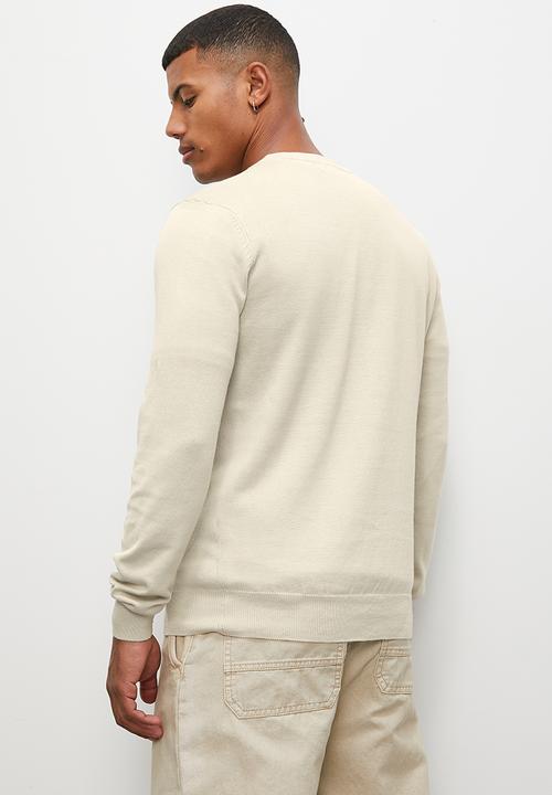Superbalist - Slim fit long sleeve v-neck knit - oatmeal
