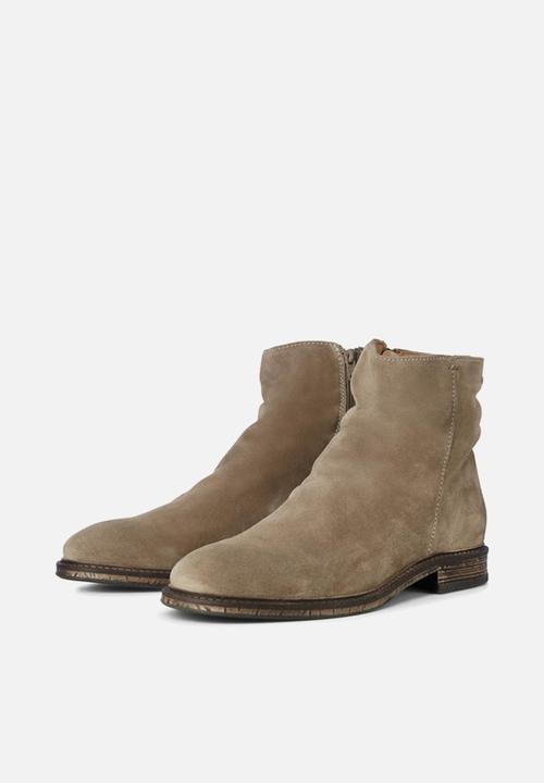 Jack & Jones - Jfwrukka suede zip boot - greige