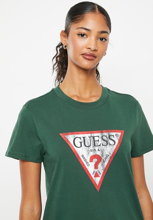 GUESS - Es short sleeve classic fit logo tee - moss mat