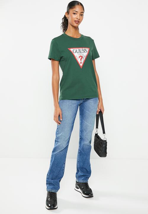 GUESS - Es short sleeve classic fit logo tee - moss mat