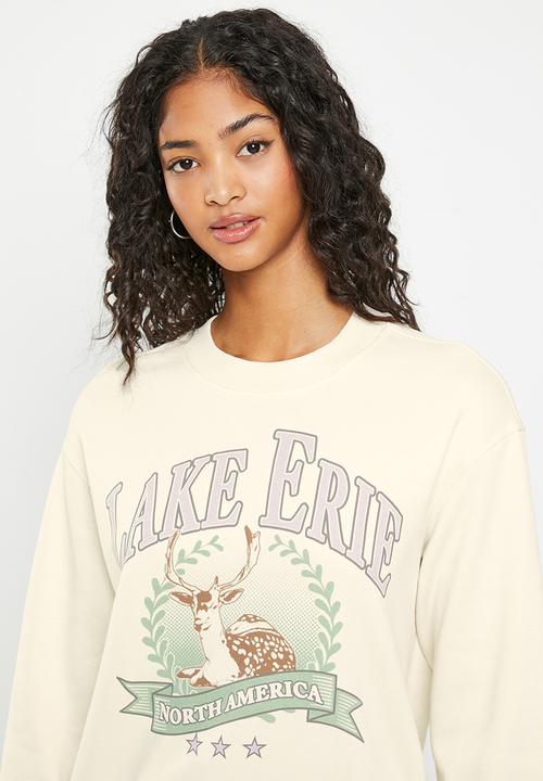 H&M - Printed sweatshirt - cream/lake erie