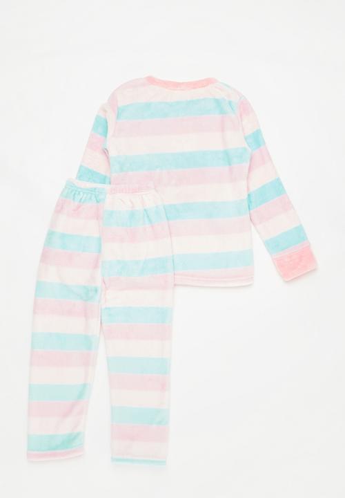 Pop Candy - Girls stripe pj set - pink & blue