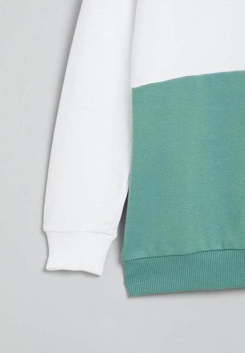 Superbalist - Colour block hoodie - white & sage