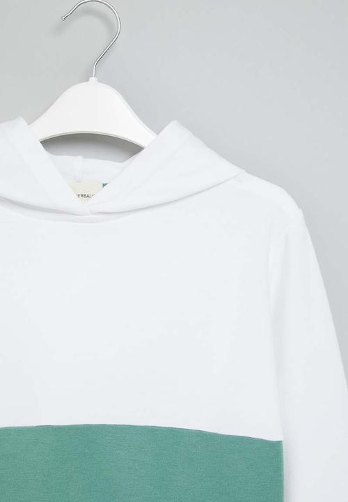 Superbalist - Colour block hoodie - white & sage
