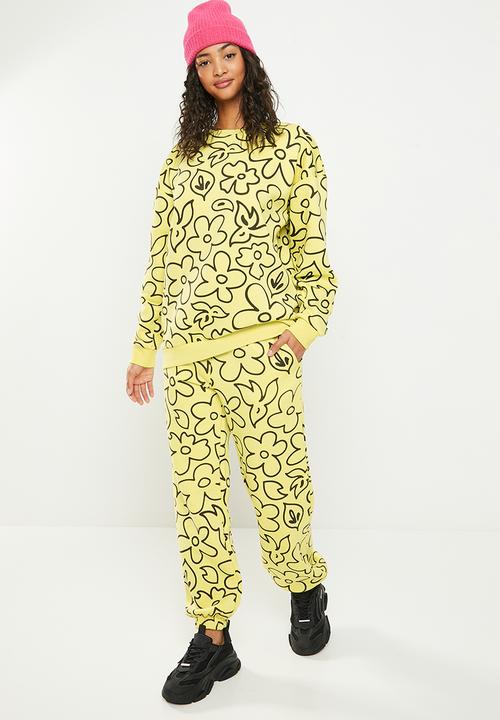 Daisy Street - Printed joggers - yellow & black 