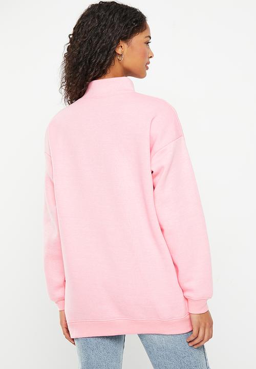 Daisy Street - 1/4 zip la sweater - pink