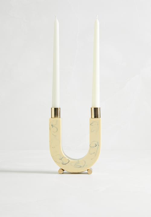 SF Collection - U-shaped resin candle holder - white & gold