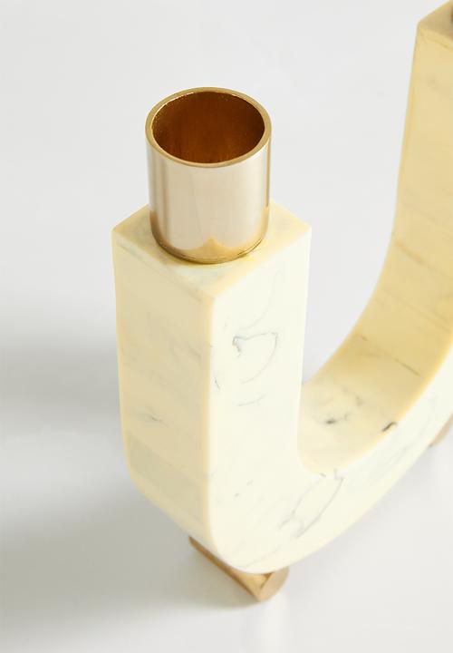 SF Collection - U-shaped resin candle holder - white & gold
