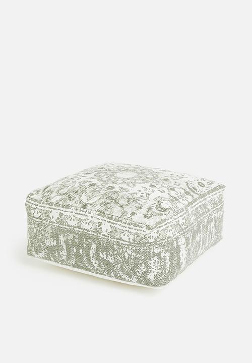Sixth Floor - Antique printed ottoman - desert sage