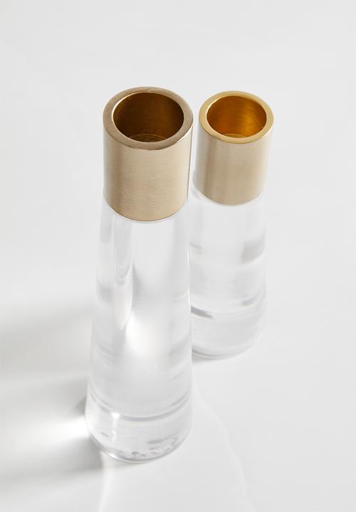 SF Collection - Acrylic candle holder set of 2 - gold