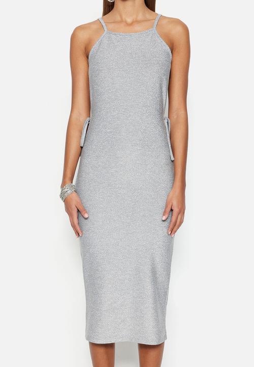 Trendyol - Backless bodycon midi dress - grey