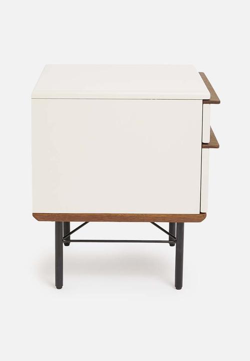 SF Collection - Vincent bedside tables - warm ecru & walnut stain