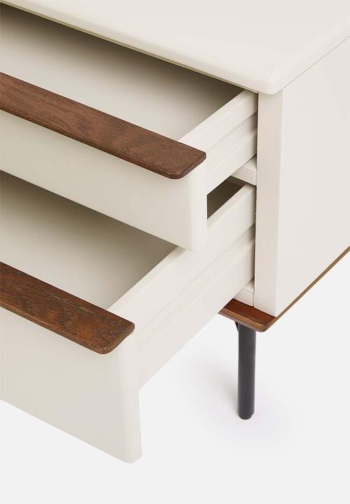SF Collection - Vincent bedside tables - warm ecru & walnut stain