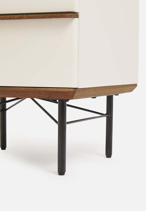 SF Collection - Vincent bedside tables - warm ecru & walnut stain
