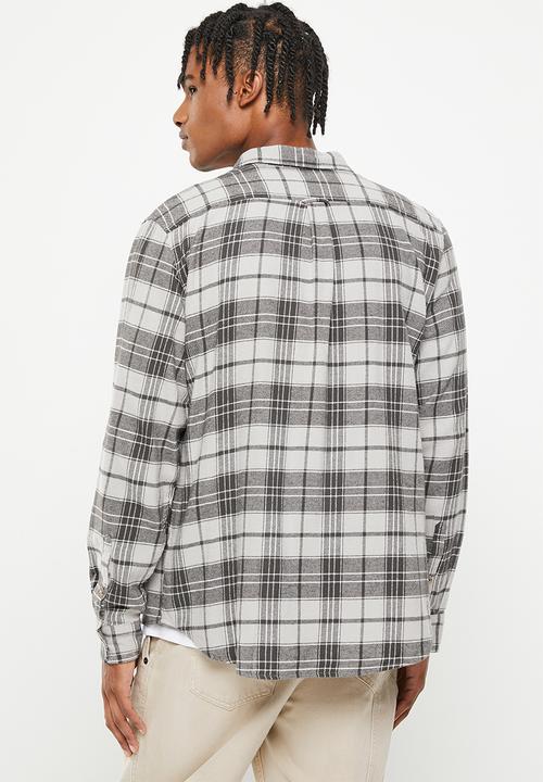 Cotton On - Boston long sleeve shirt - grey worker check