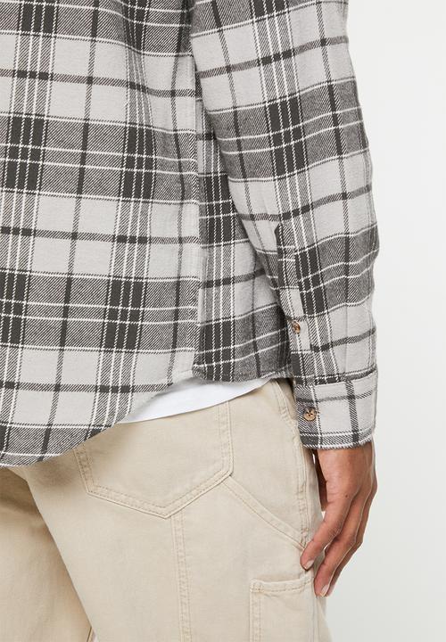 Cotton On - Boston long sleeve shirt - grey worker check