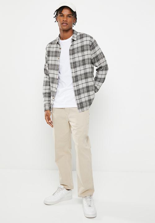 Cotton On - Boston long sleeve shirt - grey worker check