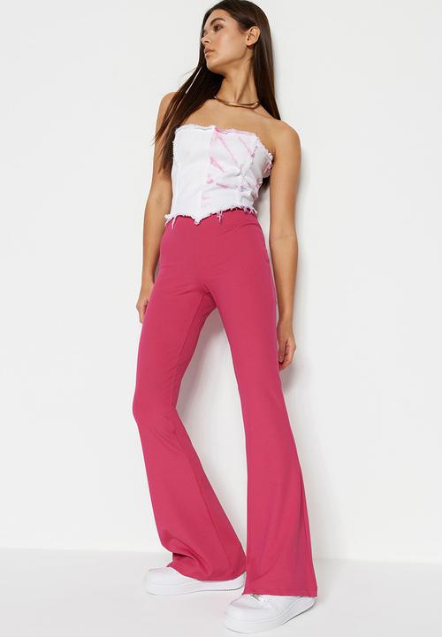 Trendyol - Fitted wide leg pants - pink