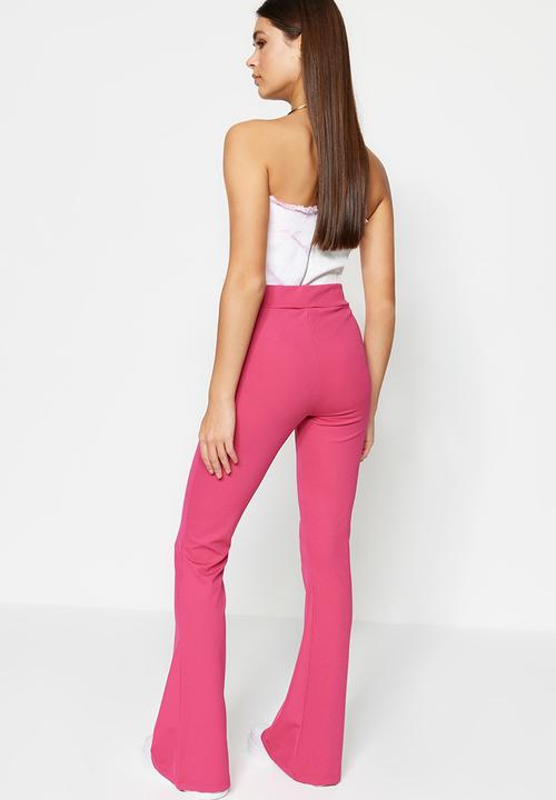 Trendyol - Fitted wide leg pants - pink