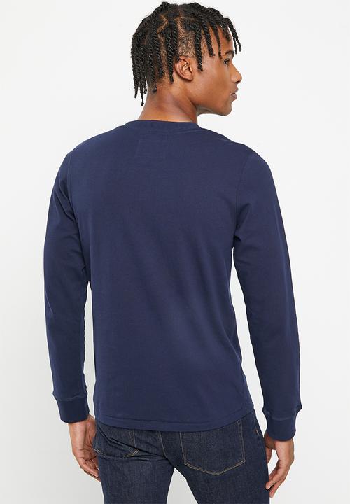 Aca Joe - Mens aca joe long sleeve tee henley - navy