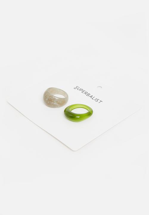 Superbalist - Quinn ring set - green/grey
