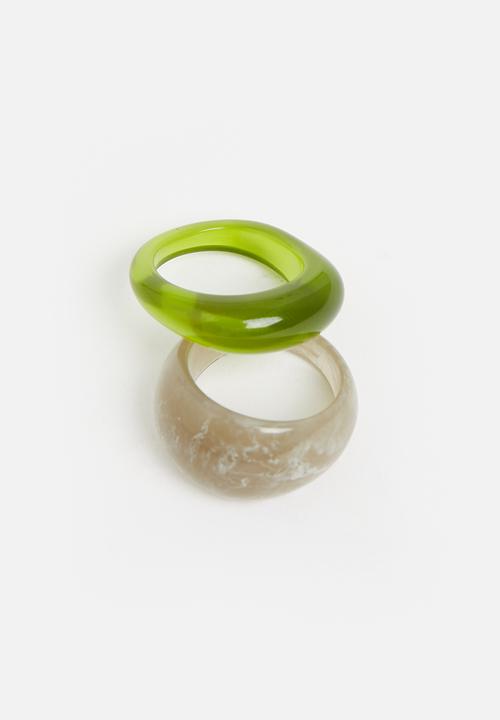 Superbalist - Quinn ring set - green/grey