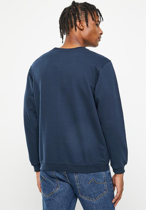 Palladium - Wax embossed crew fleece - navy