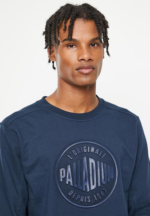 Palladium - Wax embossed crew fleece - navy