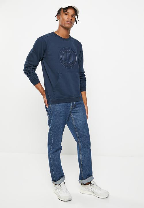 Palladium - Wax embossed crew fleece - navy