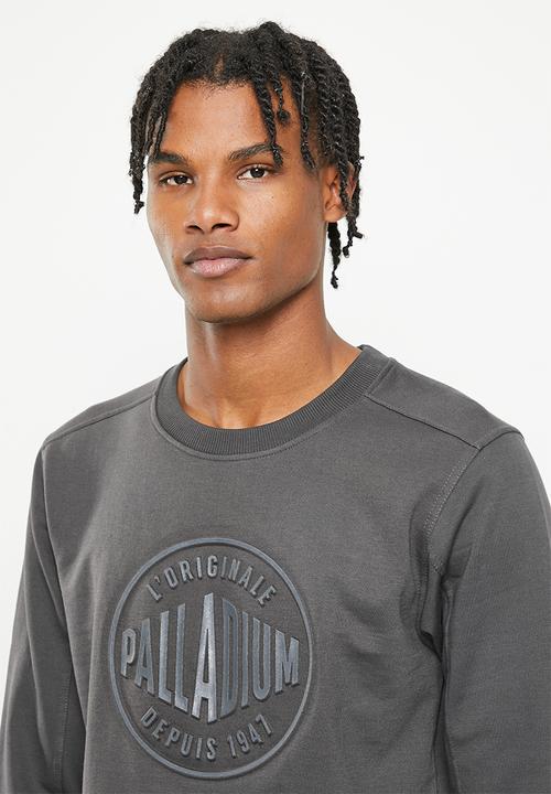 Palladium - Wax embossed crew fleece - charcoal