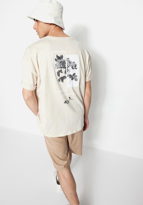 Trendyol - Oversized back logo graphic tee - stone