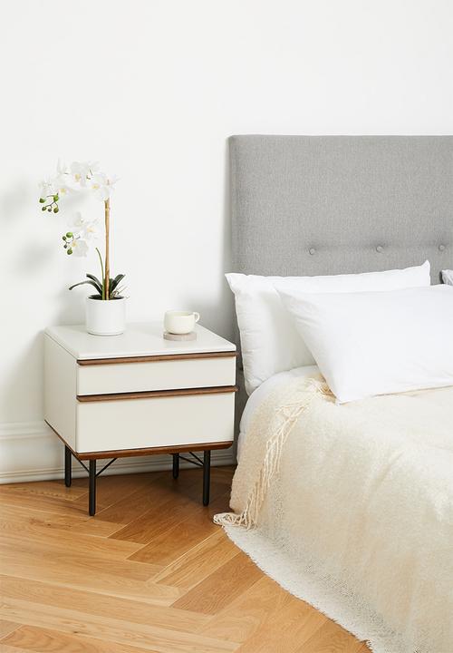 SF Collection - Vincent bedside tables - warm ecru & walnut stain