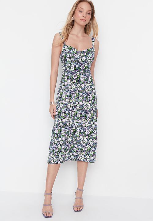 Trendyol - Floral print basic midi dress - print multi