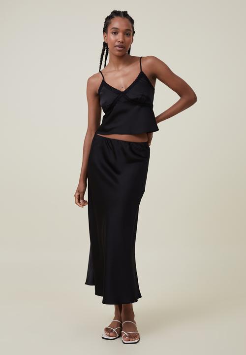Cotton On - Satin lace cami - black