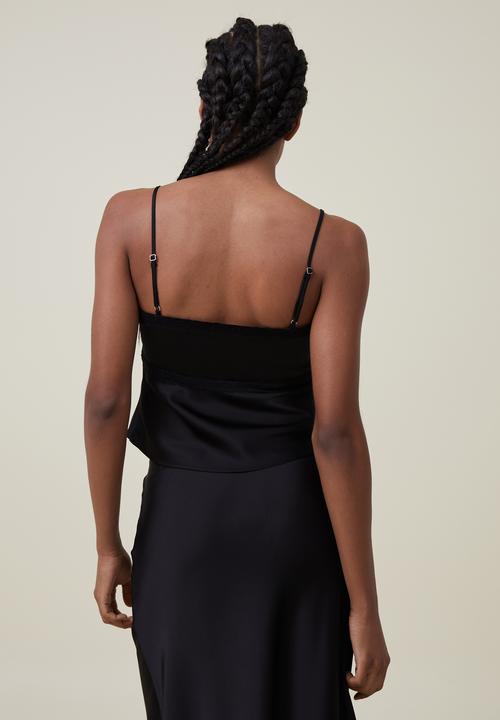 Cotton On - Satin lace cami - black