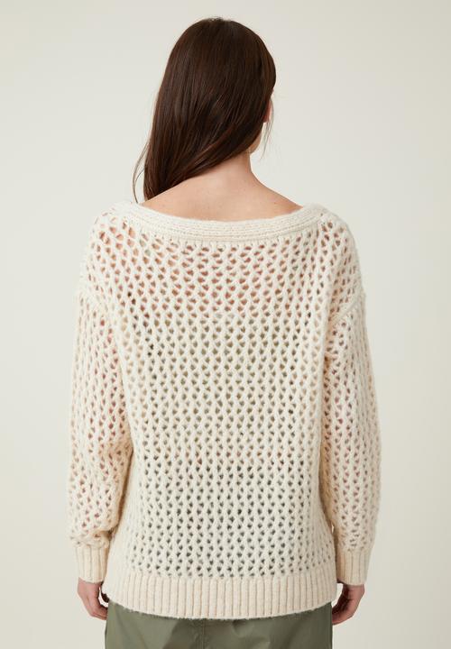 Cotton On - Open knit oversized off shoulder - porcelain