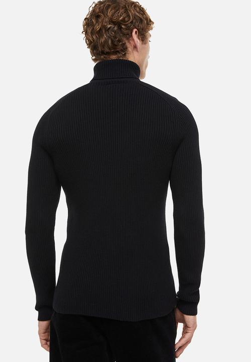 H&M - Polo-neck jumper muscle fit - black