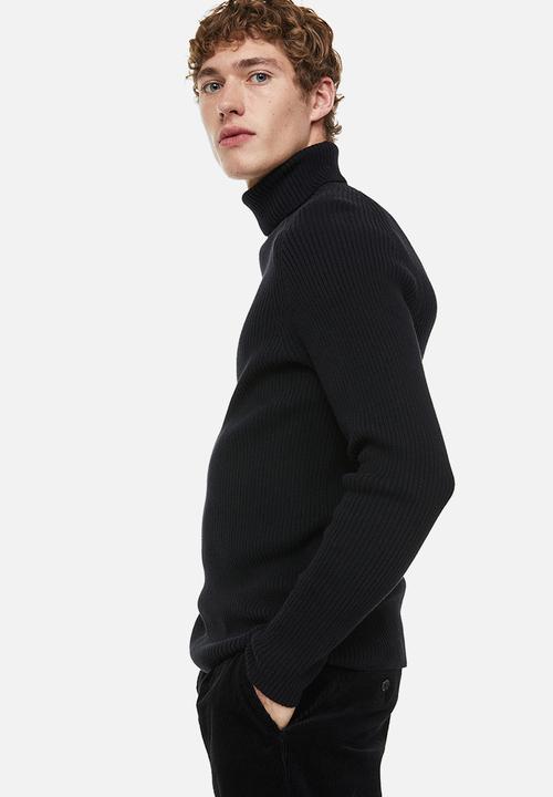 H&M - Polo-neck jumper muscle fit - black