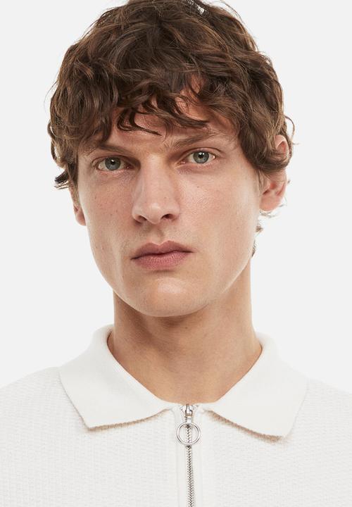 H&M - Slim fit zip-top polo shirt - white