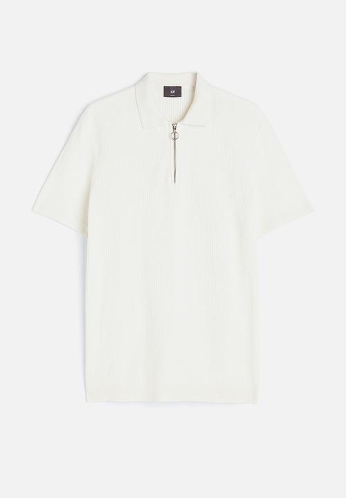 H&M - Slim fit zip-top polo shirt - white