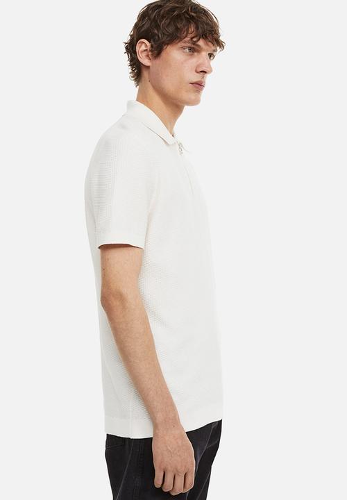 H&M - Slim fit zip-top polo shirt - white