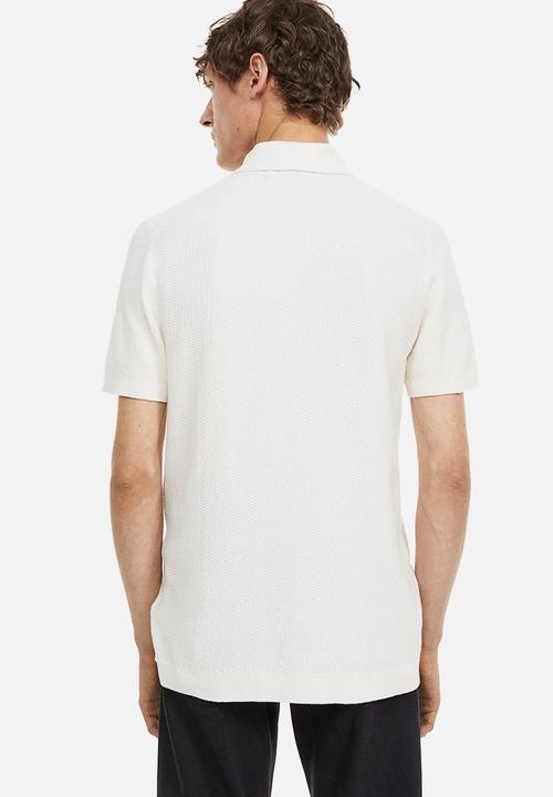 H&M - Slim fit zip-top polo shirt - white
