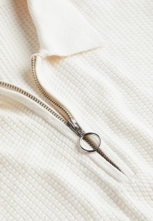 H&M - Slim fit zip-top polo shirt - white